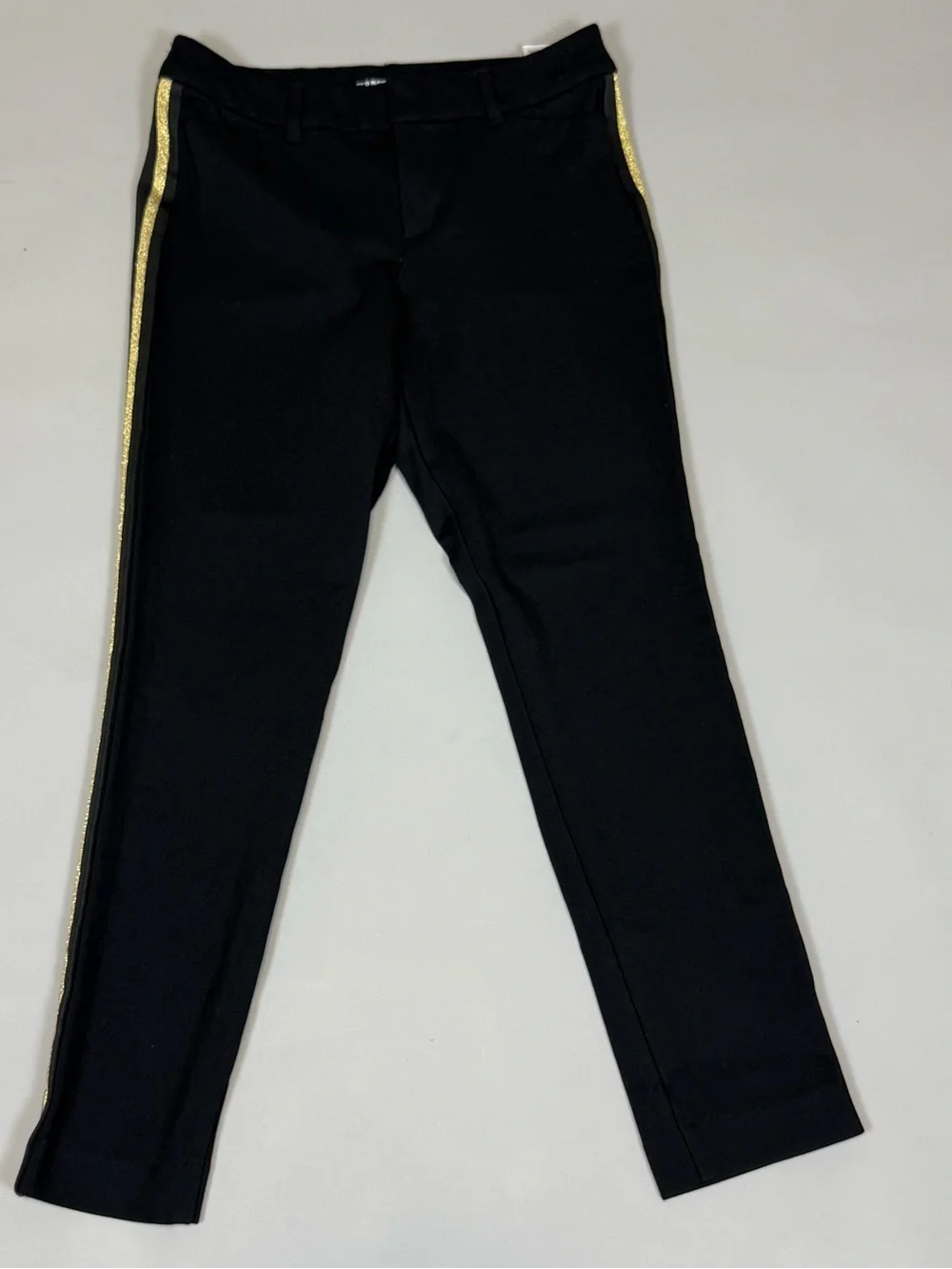 Old Navy Women’s Black Pants with Gold Side Stripe Size 4 - Picture 1 of 9